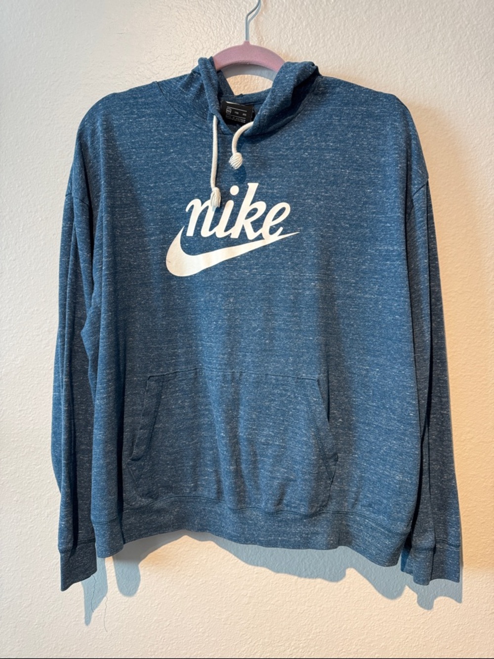 Woman’s Heather Blue Crewneck Hoodie with White Logo